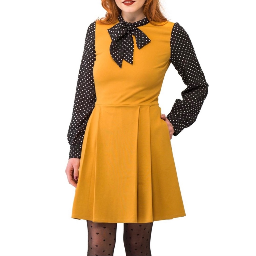 Smak Parlour Mustard Scholar LongSleeve Dress